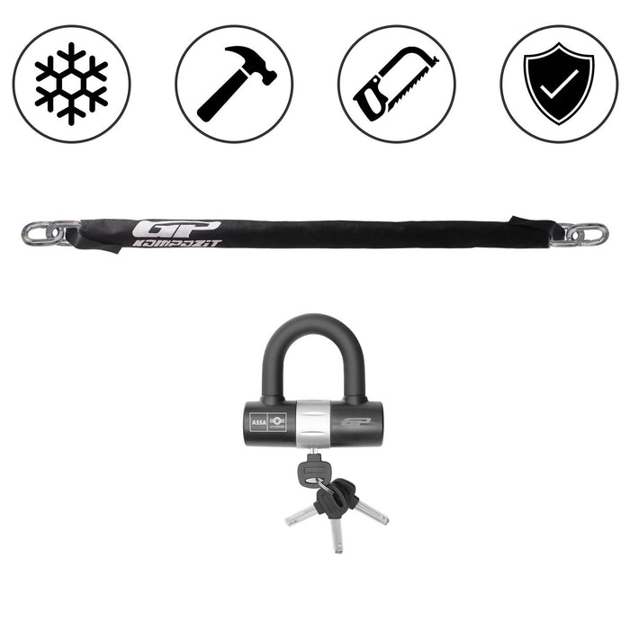 GP Kompozit Unbreakable Heavy Duty Security Chain For Motorcycle with 4 Keys (200cm Long / 13mm Thick) Motorbike, Bike, Generator, Gates