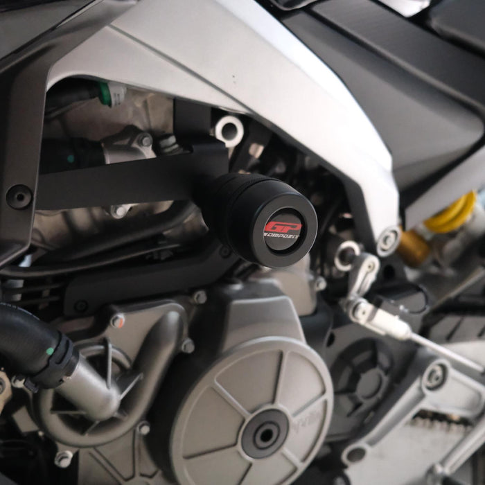GP Kompozit Engine Crash Frame Sliders Black Compatible For Aprilia Tuono 660 Factory 2021-2024