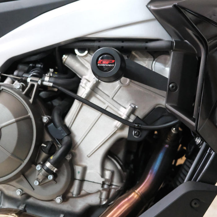 GP Kompozit Engine Crash Frame Sliders Black Compatible For Aprilia Tuono 660 Factory 2021-2024