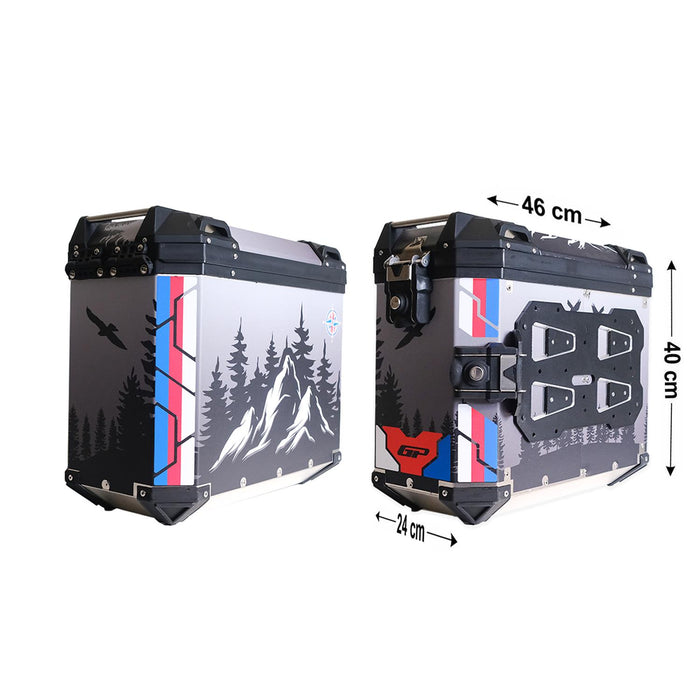 GP Kompozit Universal 40 lt x 2 Aluminum Motorcycle Pannier Sides Cases DSN06