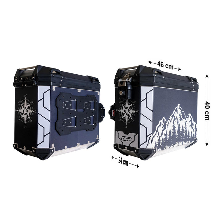 GP Kompozit Universal 40 lt x 2 Aluminum Motorcycle Pannier Sides Cases DSN04