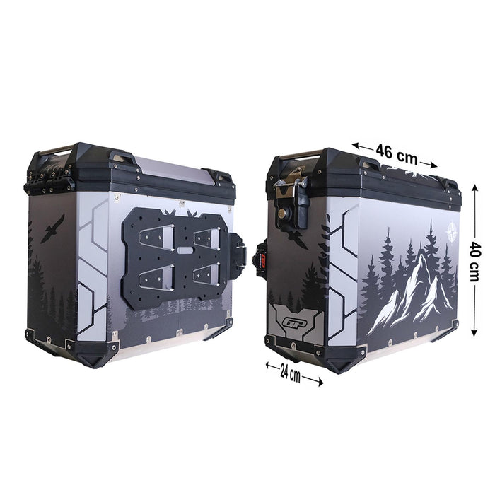 GP Kompozit Universal 40 lt x 2 Aluminum Motorcycle Pannier Sides Cases DSN05