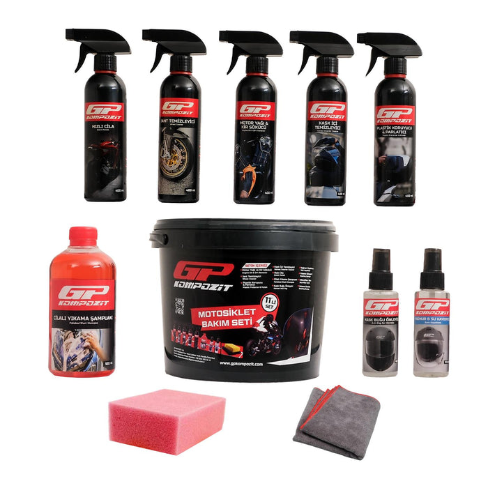 GP Kompozit Motobike / Motorcycle Care and Cleaning Kit, 11 Piece