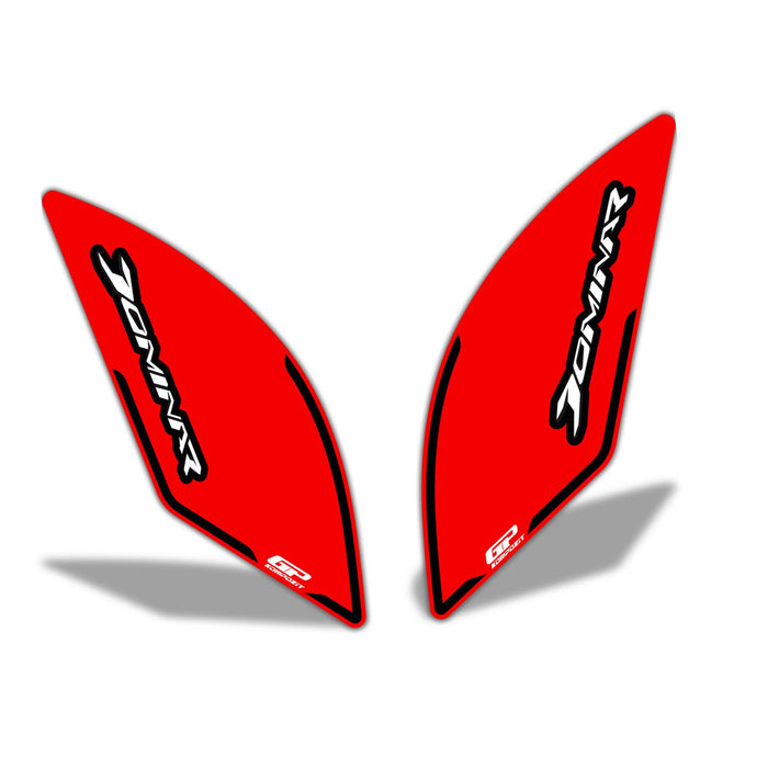 GP Kompozit Protection de réservoir à bande latérale rouge compatible avec Bajaj Dominar 250 / Dominar 400 2017-2023