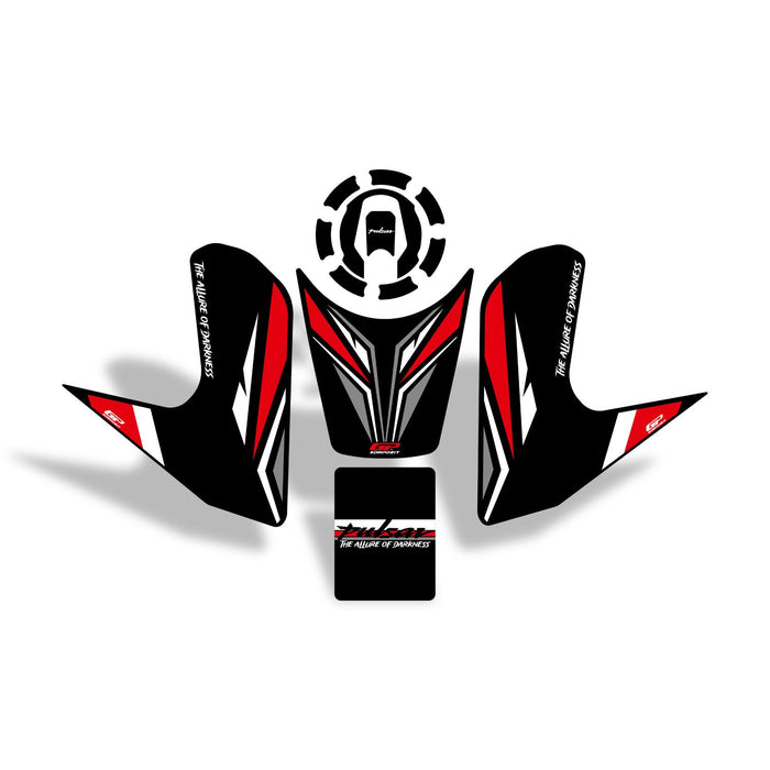 GP Kompozit Tank Pad Black Compatible For Bajaj Pulsar N250 / Pulsar F250 2022-2024