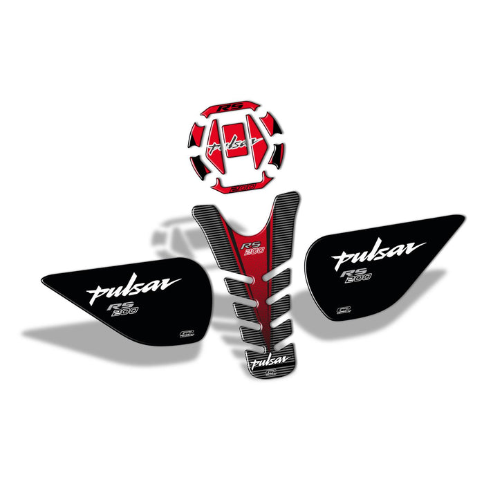 GP Kompozit Tank Pad Set Red Compatible For Bajaj Pulsar RS200  2015-2020
