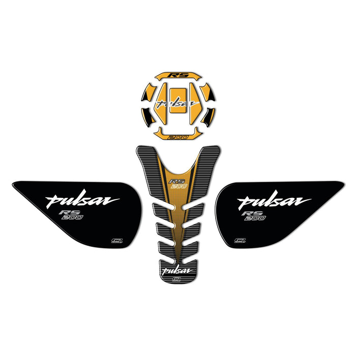 GP Kompozit Kit de protection de réservoir jaune compatible pour Bajaj RS200 2015-2020