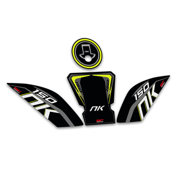 GP Kompozit Tank Pad Set Black-Yellow Compatible For CFMOTO 150NK  2016-2022
