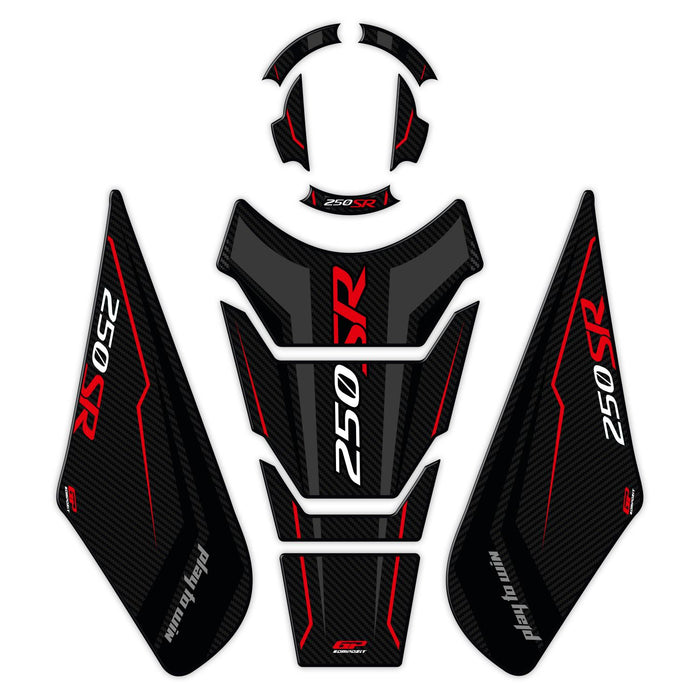 Jeu de protections de réservoir GP Kompozit Noir - Rouge Compatible Pour CFMOTO 250SR / 300SR 2020-2023