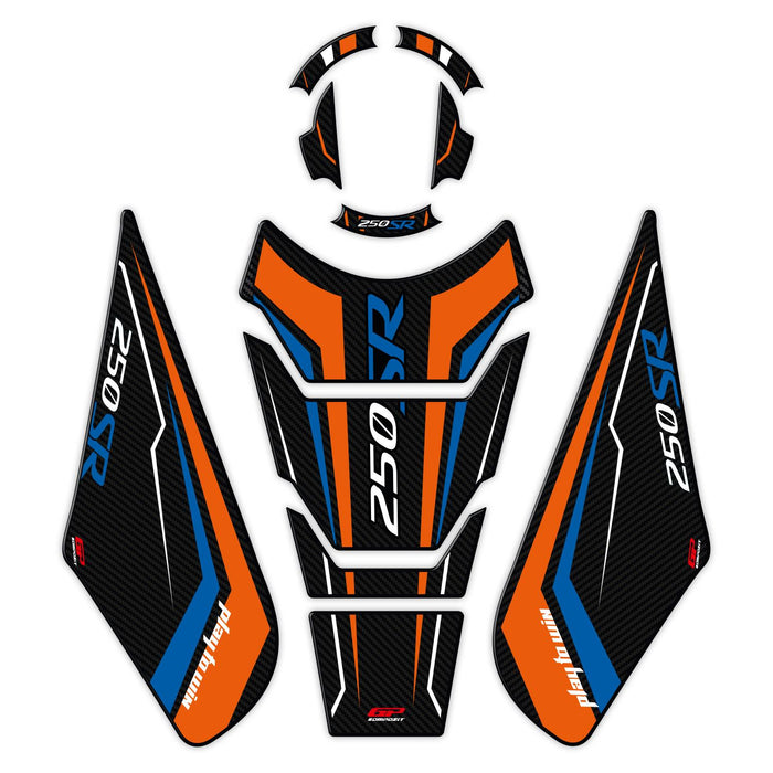 Ensemble de protections de réservoir GP Kompozit Orange - Bleu Compatible pour CFMOTO 250SR / 300SR 2020-2023