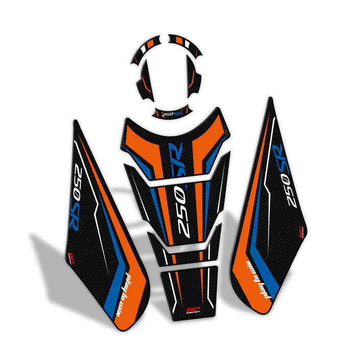 GP Kompozit Tank Pad Set Orange-Blue Compatible For CFMOTO 250SR / 300SR  2020-2024