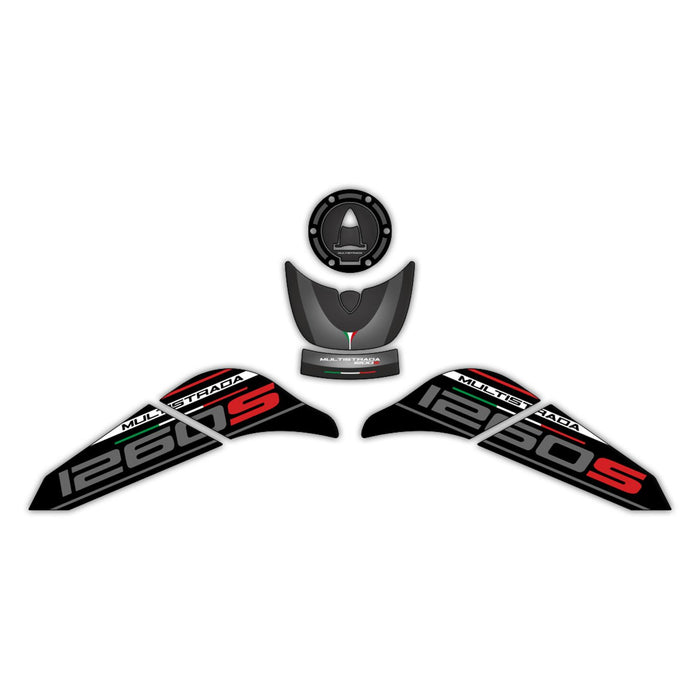 GP Kompozit Kit de protection de réservoir noir compatible pour Ducati Multistrada 1260 S 2015-2018