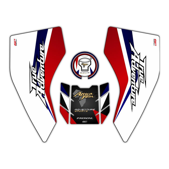 GP Kompozit Coussinet de réservoir tricolore compatible pour Honda Africa Twin CRF1100L Adventure 2020-2023