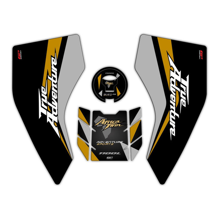 GP Kompozit Protection de réservoir noire compatible pour Honda Africa Twin CRF1100L Adventure 2020-2023