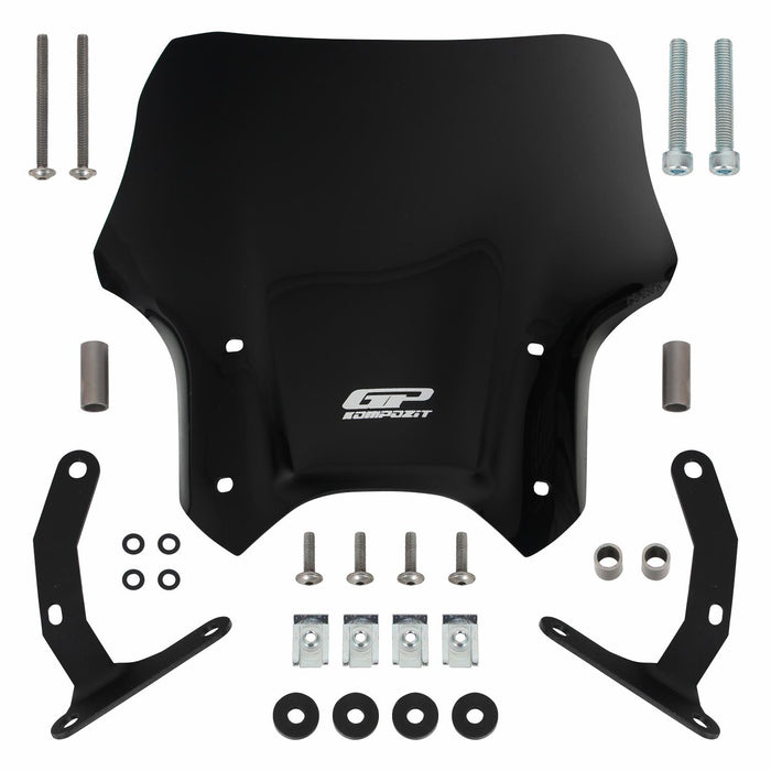 GP Kompozit Windshield Windscreen Black Compatible For Honda CB125R / CB250R / CB300R  2012-2024
