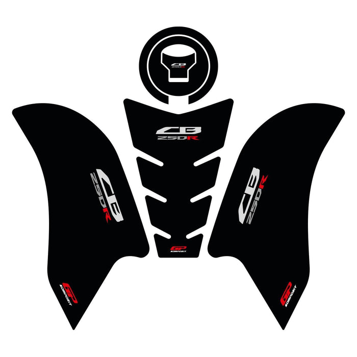 GP Kompozit Juego de almohadillas para depósito, color negro, compatible con Honda CB250R / CB300R 2017-2023