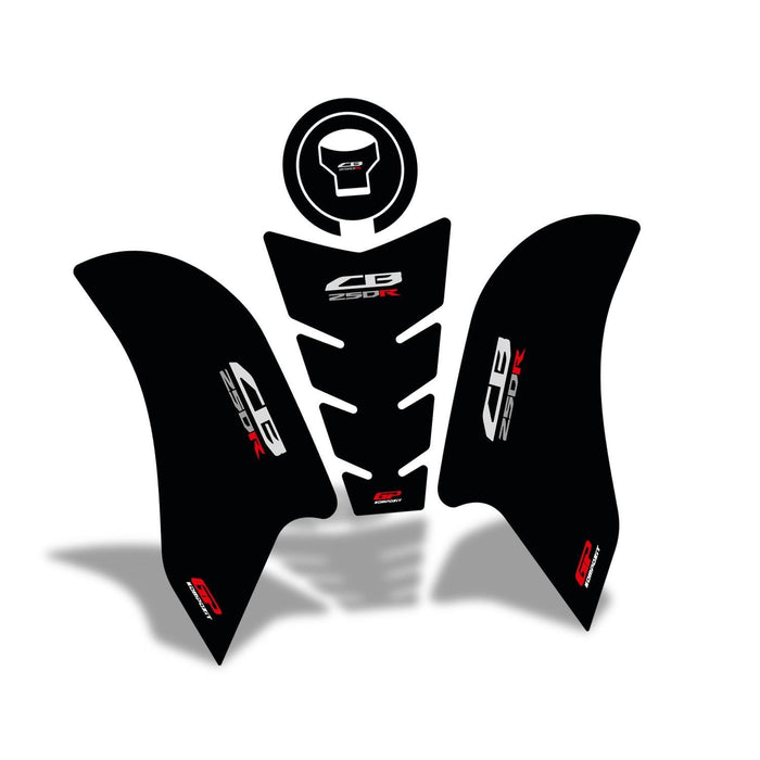 GP Kompozit Juego de almohadillas para depósito, color negro, compatible con Honda CB250R / CB300R 2017-2023