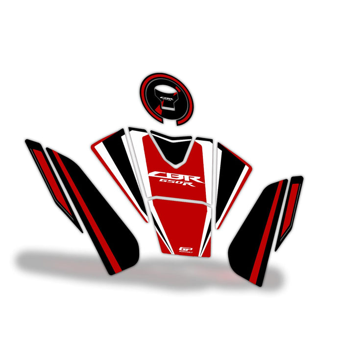 GP Kompozit Kit de protections de réservoir Rouge Compatible pour Honda CBR650R 2019-2023