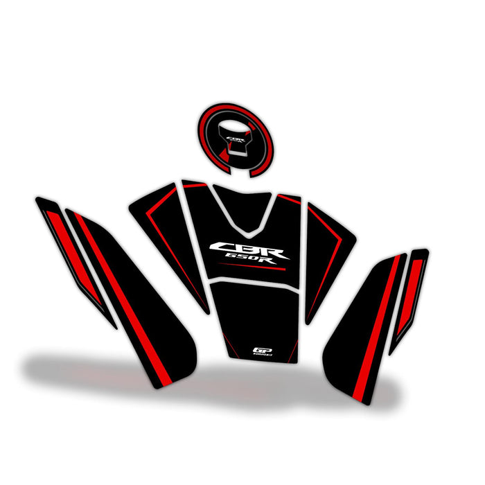 GP Kompozit Jeu de protections de réservoir Noir Compatible pour Honda CBR650R 2019-2023