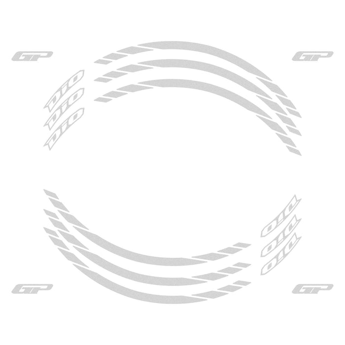 GP Kompozit Bande de jante réfléchissante grise compatible pour Honda Dio 2021-2023