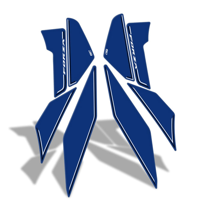 GP Kompozit Protector de depósito lateral azul compatible con Honda Forza 250 / Forza 300 / Forza 350 / NSS300 / NSS350 2018-2023