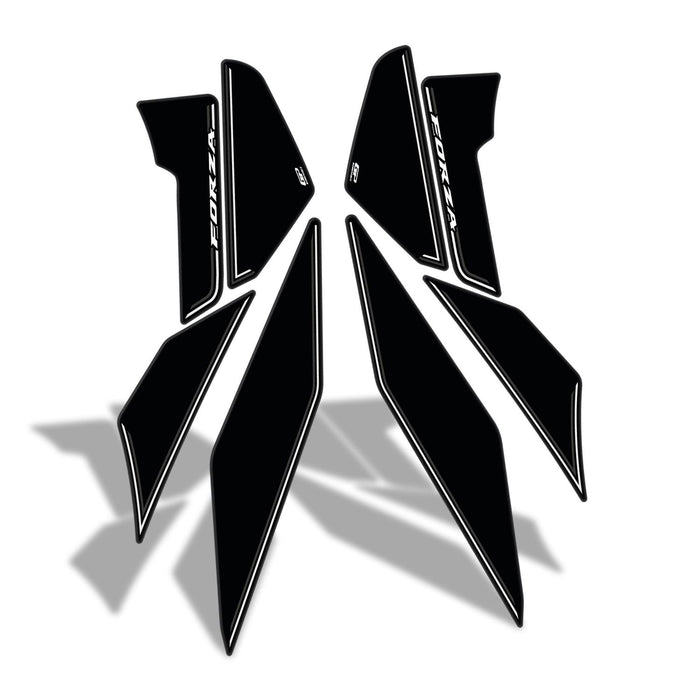 GP Kompozit Bande latérale de réservoir noire compatible avec Honda Forza 250 / Forza 300 / Forza 350 / NSS300 / NSS350 2018-2023