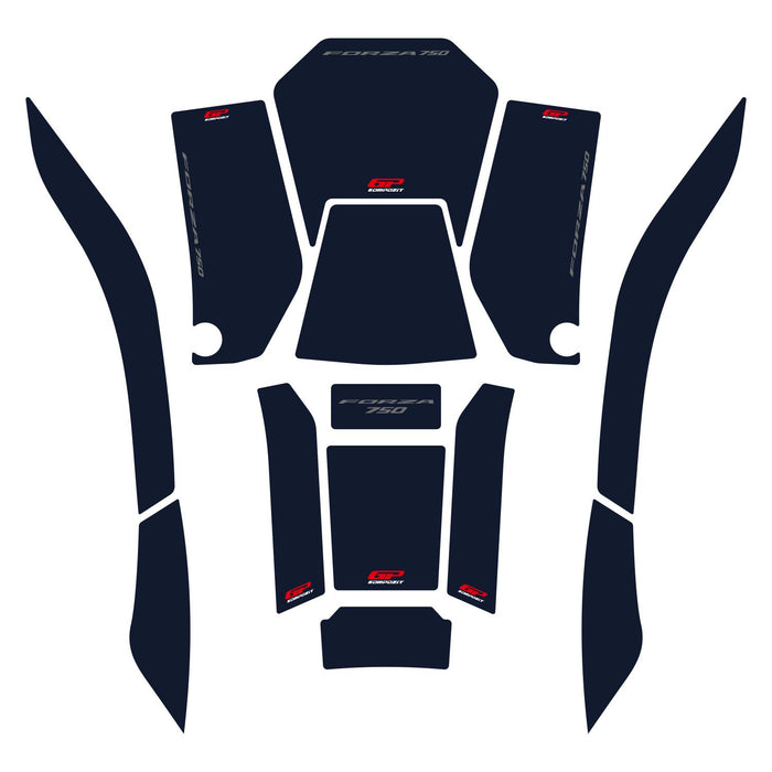 GP Kompozit Jeu de coussinets de réservoir bleu marine compatible pour Honda Forza 750 / NSS750 2021-2023