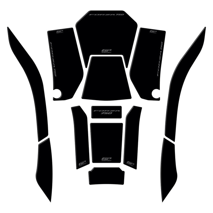 GP Kompozit Tank Pad Set Black Compatible For Honda Forza 750 / NSS750 2021-2024