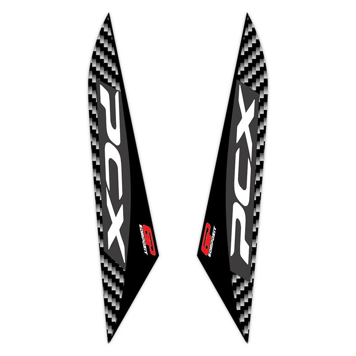 GP Kompozit Jeu de coussinets de réservoir à bande latérale noir compatible pour Honda PCX125 / PCX150 2018-2020