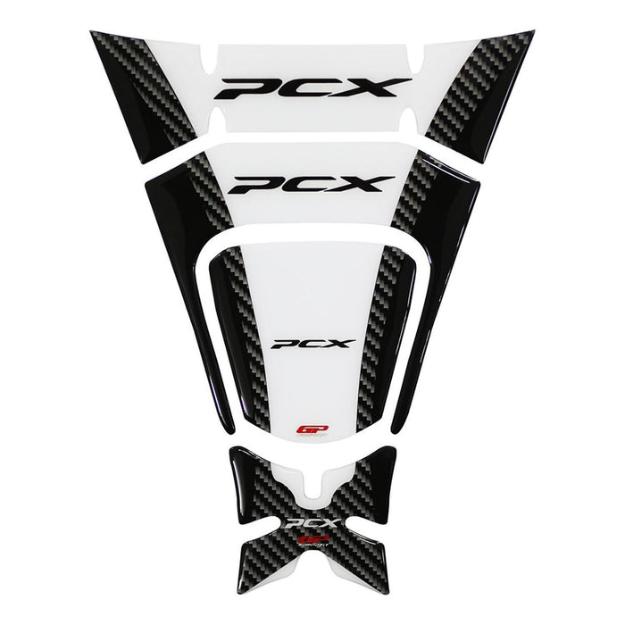 GP Kompozit Kit de protection de réservoir blanc compatible pour Honda PCX125 / PCX150 2018-2020
