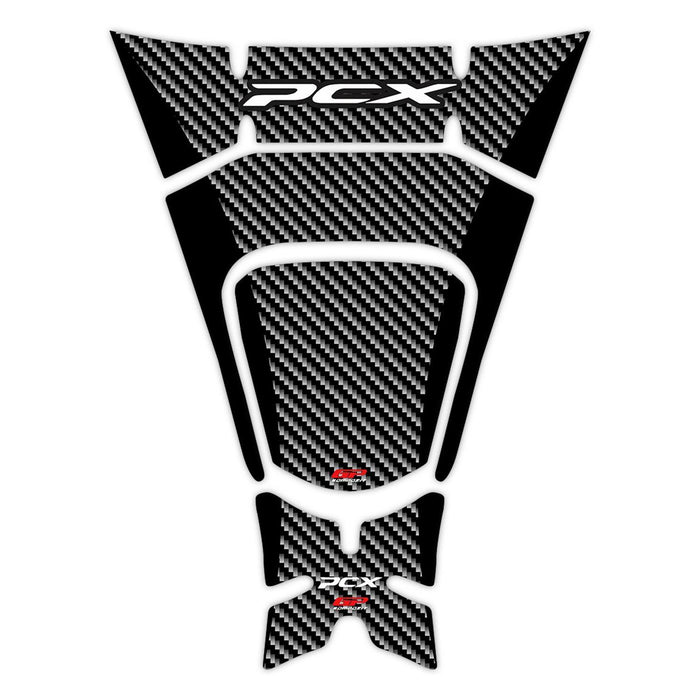 Ensemble de coussinets de réservoir GP Kompozit noirs compatibles pour Honda PCX125 / PCX150 2018-2020