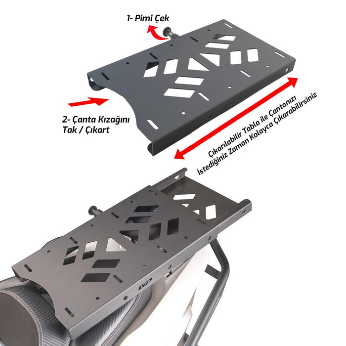 GP Kompozit Adjustable Rear Luggage Rack Black Compatible For Honda PCX125 / PCX150 2011-2025