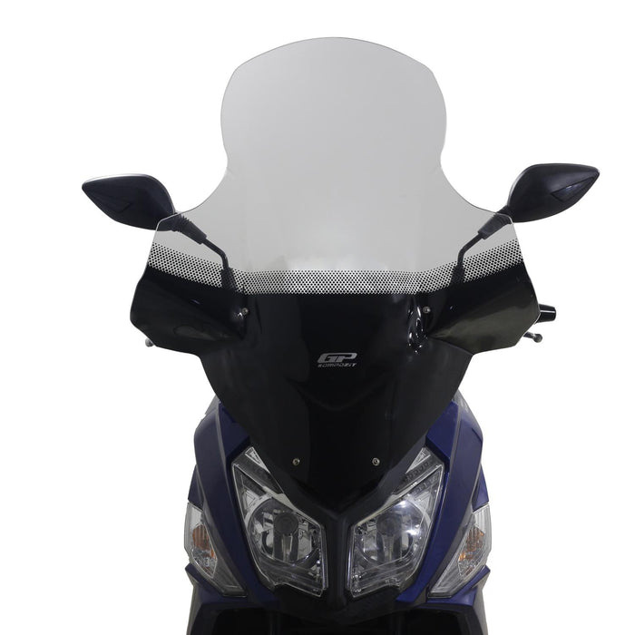 GP Kompozit Pare-brise sérigraphié avec protège-mains Transparent Compatible pour Sym Jet 14 2017-2023