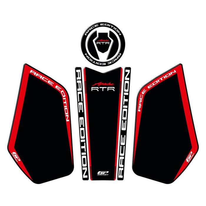 GP Kompozit Tank Pad Black-Red Compatible For TVS Apache RTR 200 2024