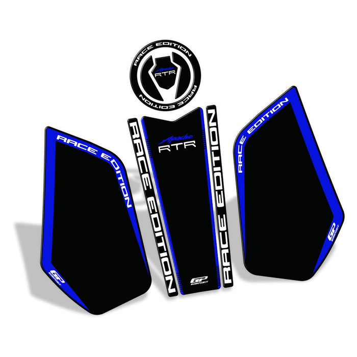 GP Kompozit Tank Pad Black-Blue Compatible For TVS Apache RTR 200  2024