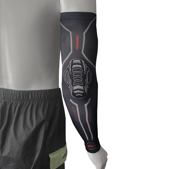 GP Kompozit Motorcycle Arm Sleeve with Protective Elbow Pad UV Sun Protection Compression Arm Warmer Tattoo Cover Up, Sports Golf Cooling Sleeves Black