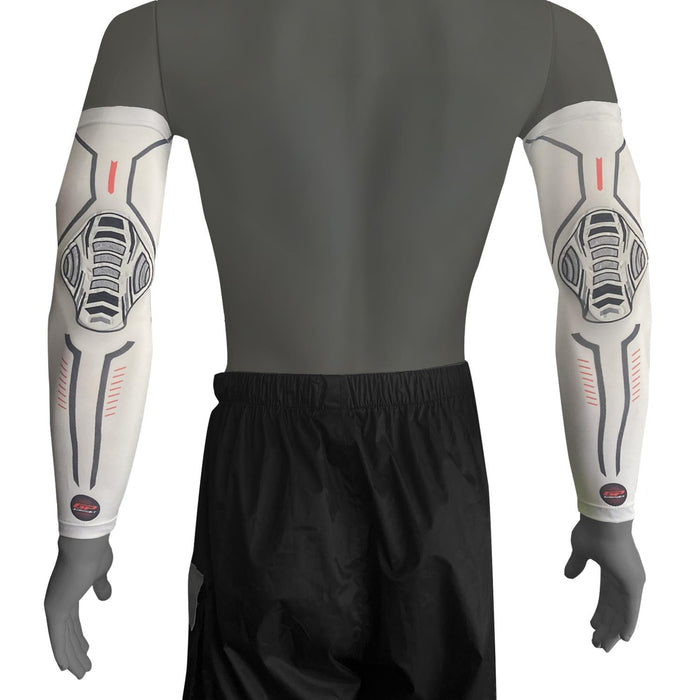 GP Kompozit Motorcycle Arm Sleeve with Protective Elbow Pad UV Sun Protection Compression Arm Warmer Tattoo Cover Up, Sports Golf Cooling Sleeves White