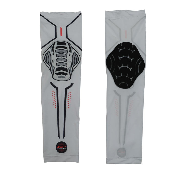 GP Kompozit Motorcycle Arm Sleeve with Protective Elbow Pad UV Sun Protection Compression Arm Warmer Tattoo Cover Up, Sports Golf Cooling Sleeves White