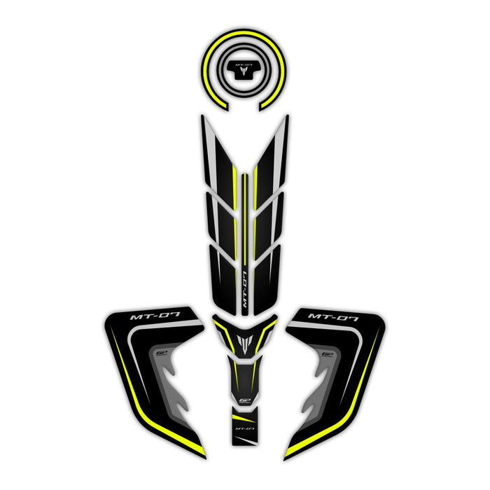 GP Kompozit Juego de protectores de depósito amarillos compatibles con Yamaha MT-07 2018-2020
