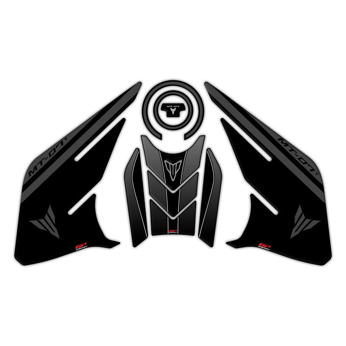 GP Kompozit Juego de protectores de depósito negros compatibles con Yamaha MT-07 2021-2023