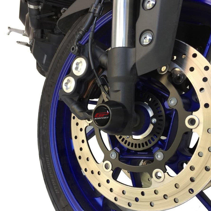 GP Kompozit Protector de eje delantero y trasero, marco deslizante, color negro, compatible con Yamaha MT-09 2013-2016