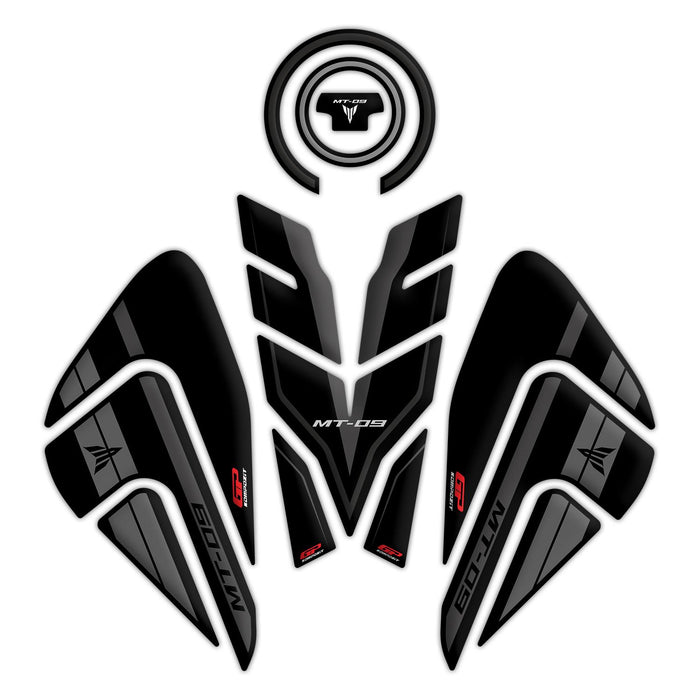 GP Kompozit Juego de protectores de depósito negros compatibles con Yamaha MT-09 2021-2023