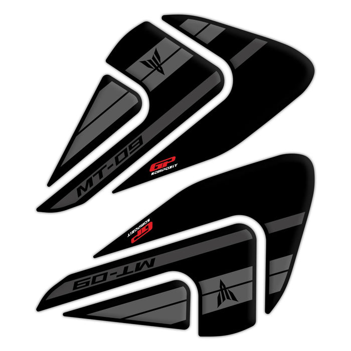 GP Kompozit Jeu de protections de réservoir Noir Compatible pour Yamaha MT-09 2021-2023