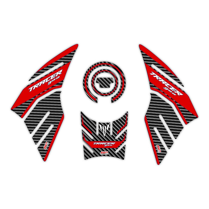 GP Kompozit Kit de protections de réservoir Rouge-Carbone Compatible pour Yamaha MT-09 Tracer 2015-2020