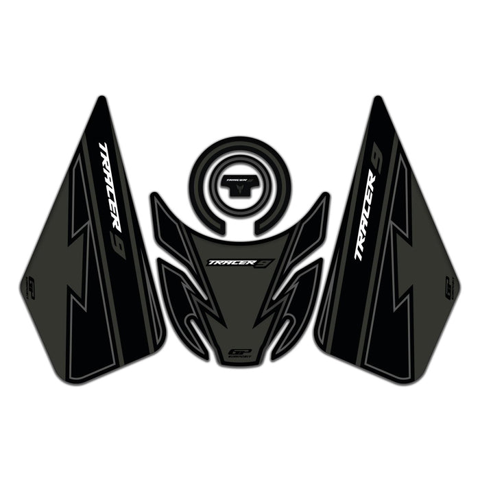GP Kompozit Jeu de coussinets de réservoir noirs compatibles pour Yamaha MT-09 Tracer 2021-2023