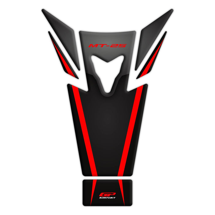 GP Kompozit Tank Pad Set Black-Red Compatible For Yamaha MT-25  2015-2019