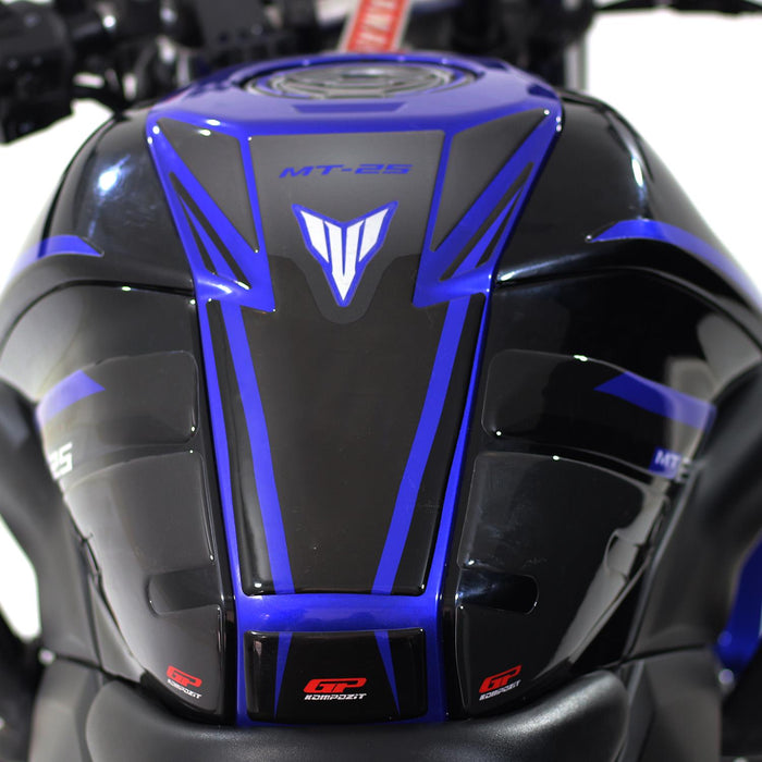 GP Kompozit Tank Pad Set Black-Red Compatible For Yamaha MT-25  2015-2019