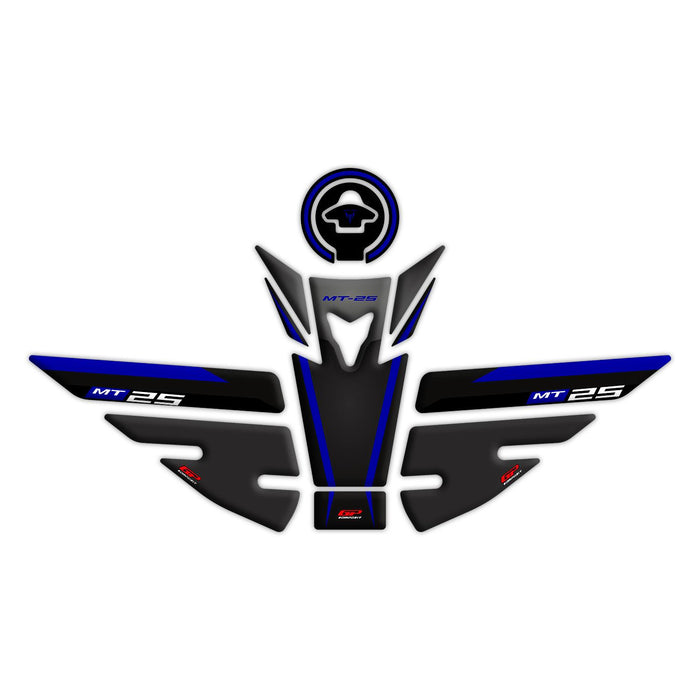 GP Kompozit Tank Pad Black-Dark Blue Compatible For Yamaha MT-25 2015-2019