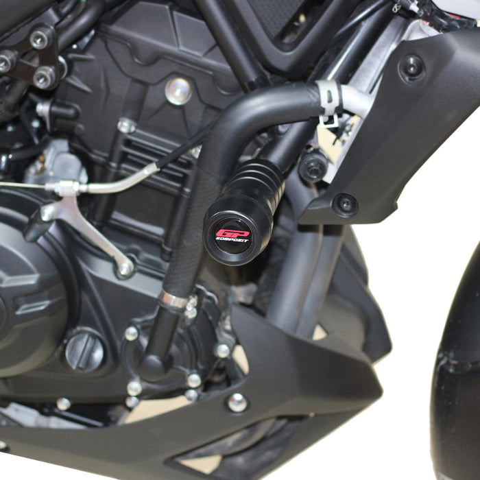 GP Kompozit Engine Crash Frame Sliders Black Compatible For Yamaha MT-25 / MT-03 2015-2024 2015-2025