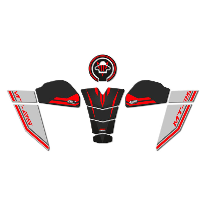 Ensemble de protections de réservoir GP Kompozit rouge compatible pour Yamaha MT-25 / MT-03 2020-2023